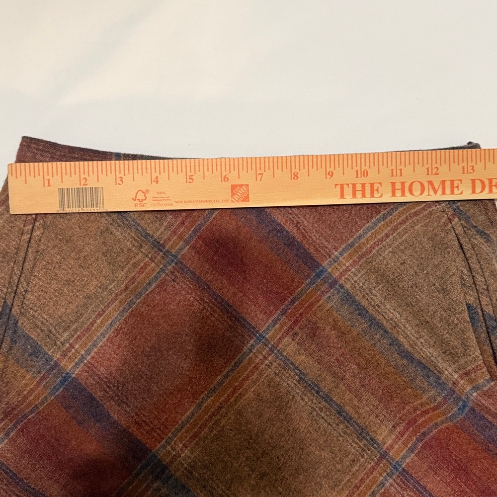 Pendleton A-Line Plaid Midi Skirt in Brown and Orange 100% Wool 6 - Picture 5 of 6